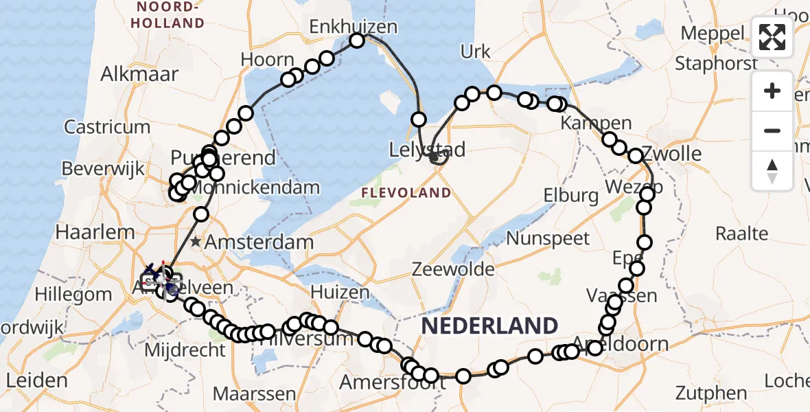 Vluchtroute Politiehelikopter Amsterdam Vliegveld Schiphol - Amsterdam Vliegveld Schiphol, 23 maart 2026, 18:50