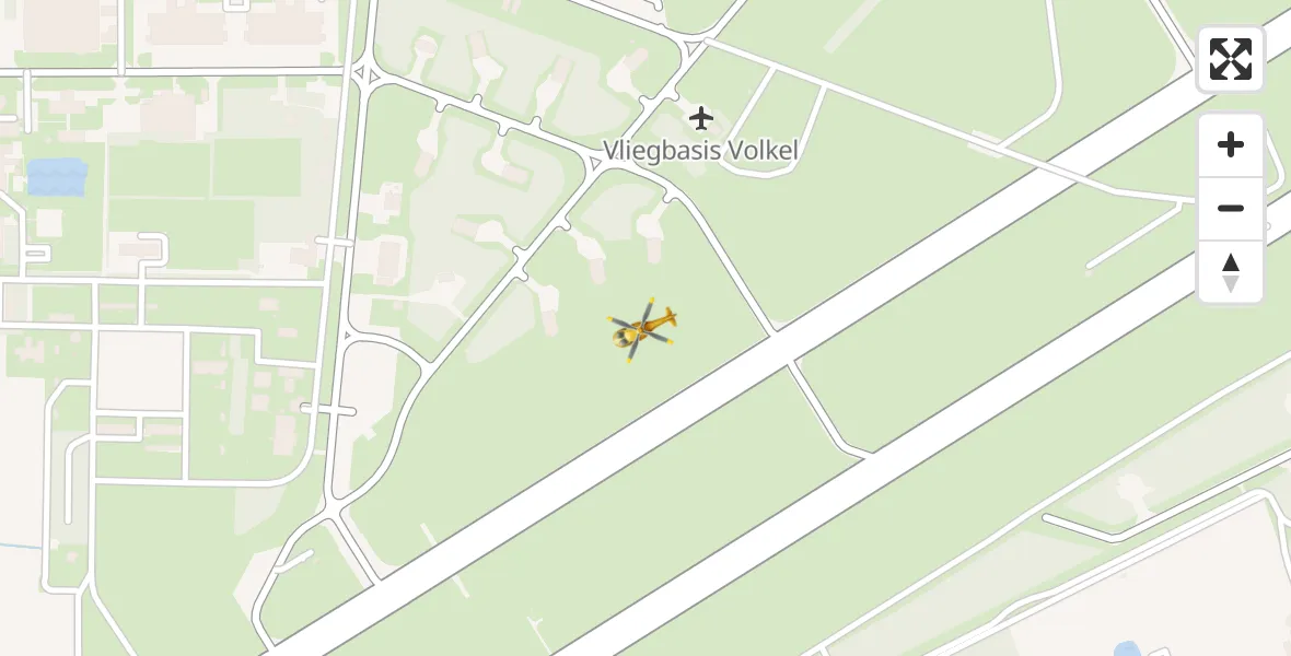 Vluchtroute Traumahelikopter van Vliegbasis Volkel naar Vliegbasis Volkel