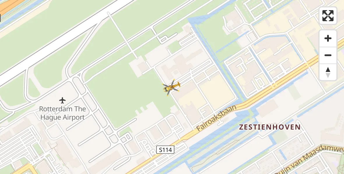 Vluchtroute Traumahelikopter van Rotterdam The Hague Airport naar Rotterdam The Hague Airport