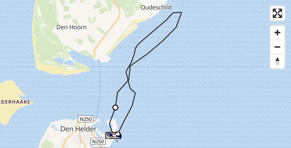 Vluchtroute Politiehelikopter van Den Helder naar Den Helder