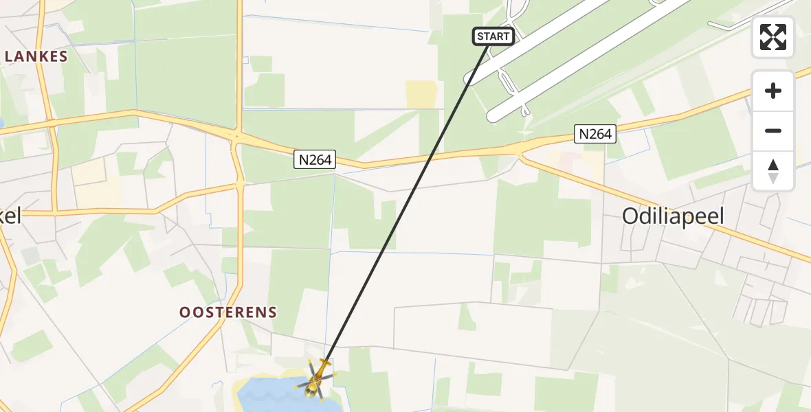 Vluchtroute Traumahelikopter van Vliegbasis Volkel naar Volkel