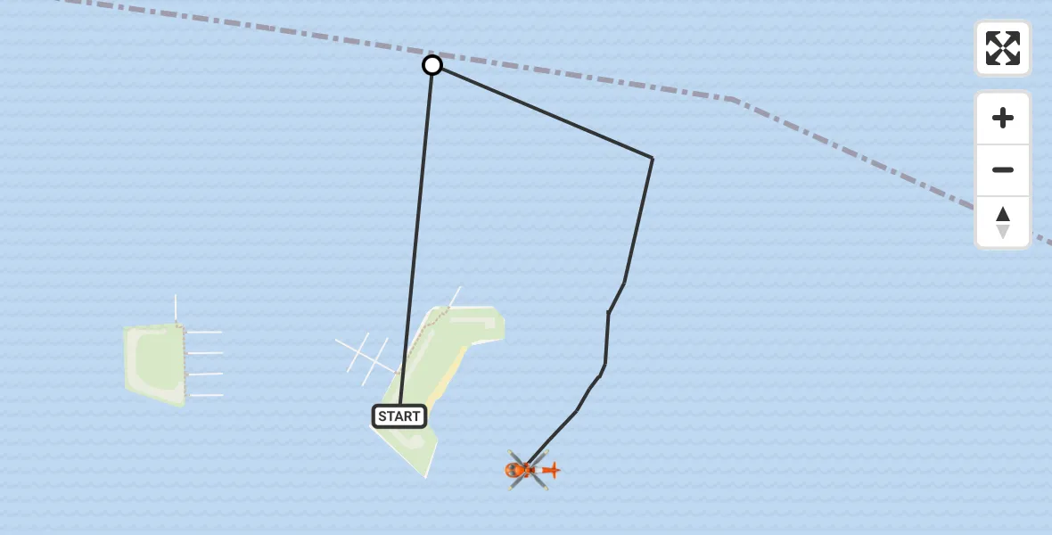 Vluchtroute Kustwachthelikopter van Bruinisse naar Grevelingenmeer