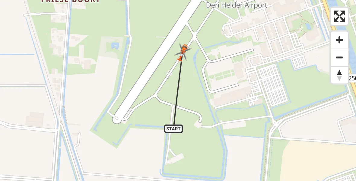 Vluchtroute Kustwachthelikopter van Militair vliegveld De Kooy / Den Helder Airport naar Militair vliegveld De Kooy / Den Helder Airport