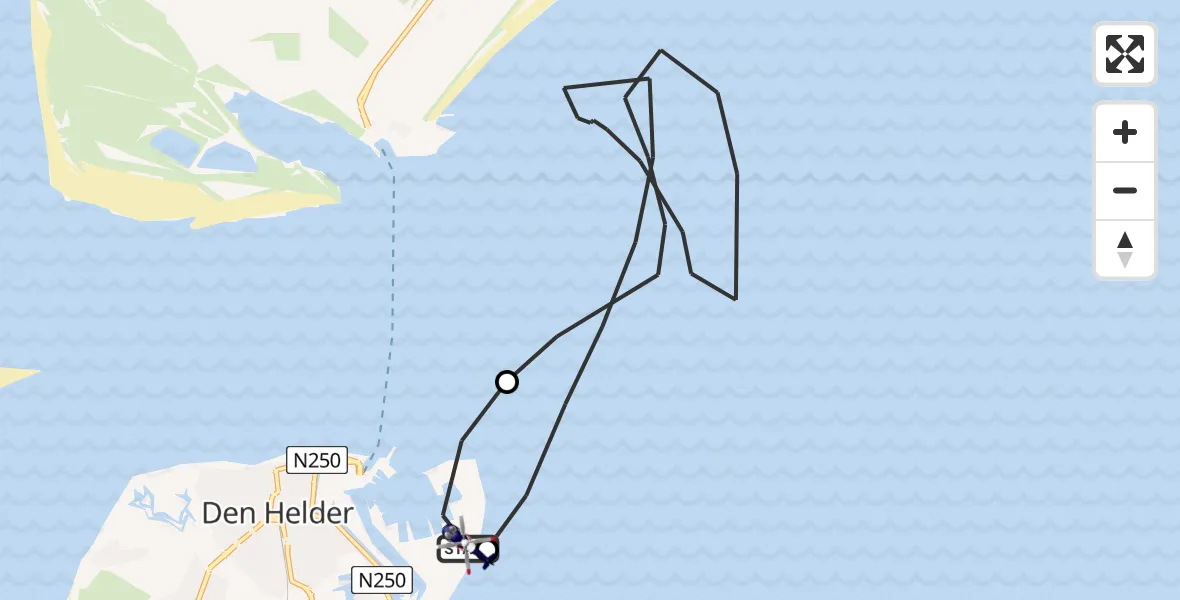 Vluchtroute Politiehelikopter van Den Helder naar Den Helder