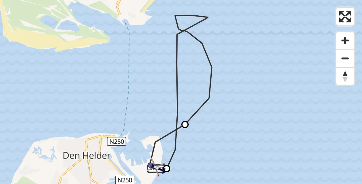 Vluchtroute Politiehelikopter van Den Helder naar Den Helder