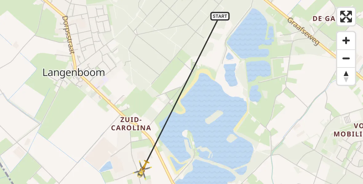 Vluchtroute Traumahelikopter van Langenboom naar Langenboom