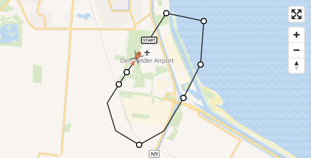 Vluchtroute Kustwachthelikopter van Militair vliegveld De Kooy / Den Helder Airport naar Militair vliegveld De Kooy / Den Helder Airport