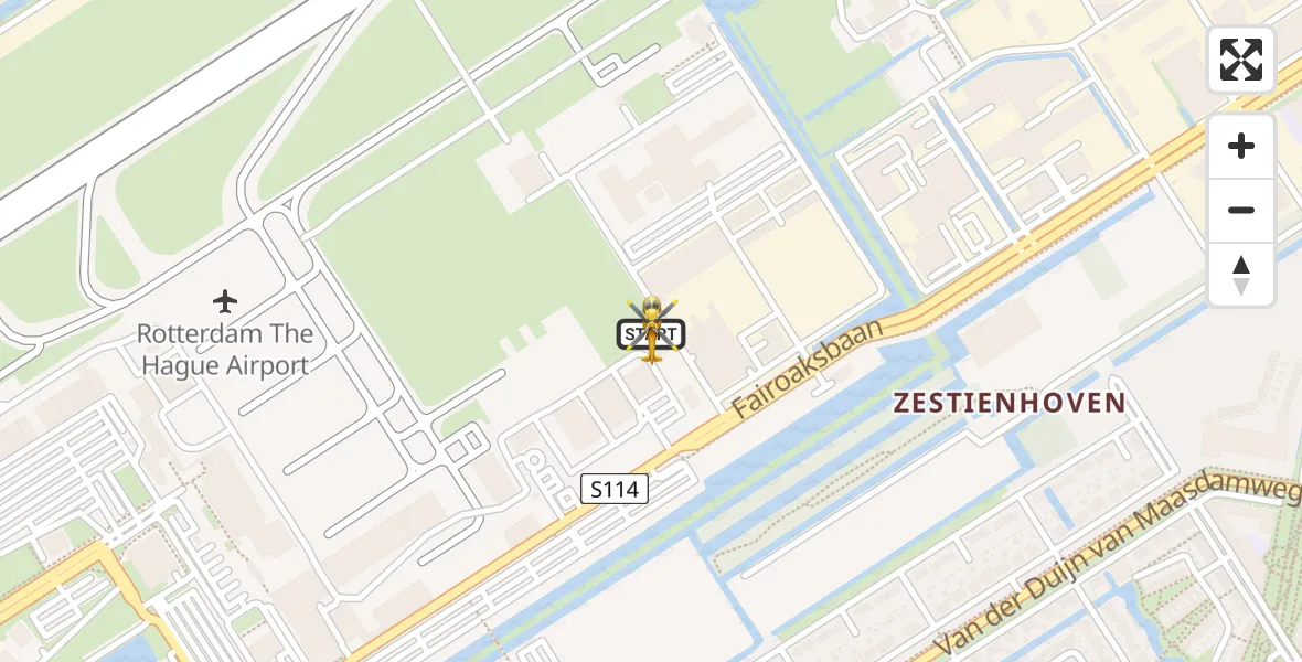 Vluchtroute Traumahelikopter van Rotterdam The Hague Airport naar Rotterdam The Hague Airport