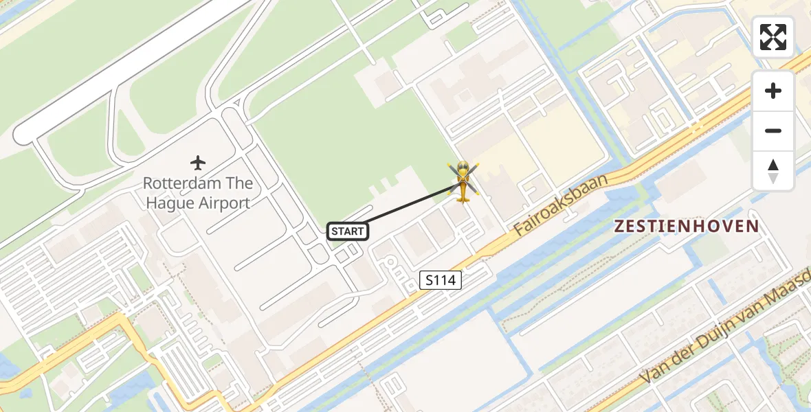 Vluchtroute Traumahelikopter Rotterdam The Hague Airport - Rotterdam The Hague Airport, 26 maart 2026, 06:34