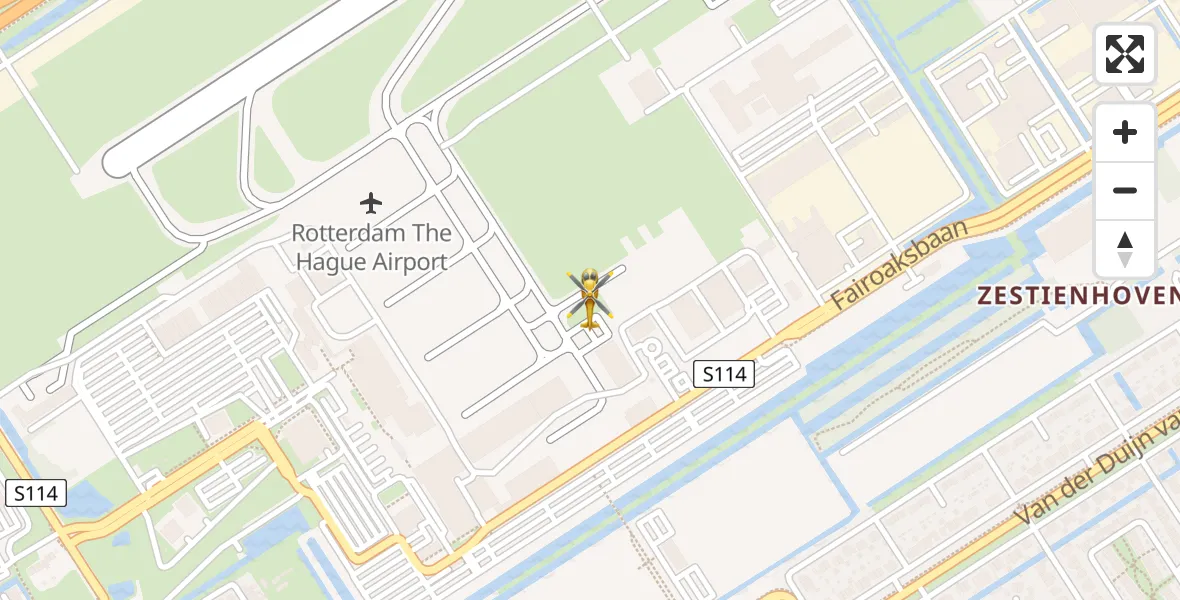 Vluchtroute Traumahelikopter van Rotterdam The Hague Airport naar Rotterdam The Hague Airport