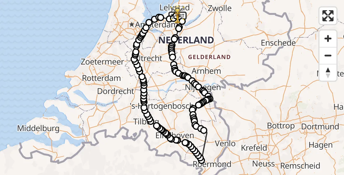 Vluchtroute Traumahelikopter Lelystad Airport - Lelystad Airport, 26 maart 2026, 08:34