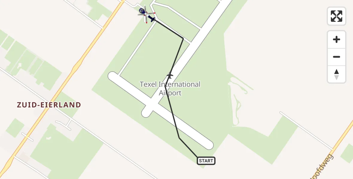 Vluchtroute Politiehelikopter van Texel International Airport naar Texel International Airport