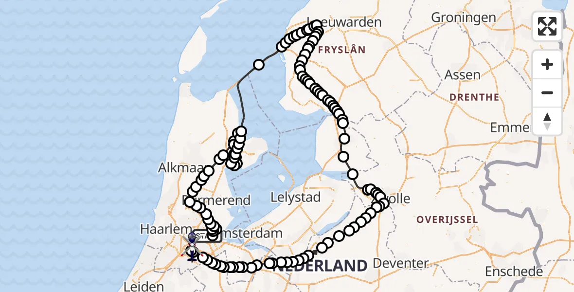 Vluchtroute Politiehelikopter Amsterdam - Amsterdam Vliegveld Schiphol, 26 maart 2026, 15:07