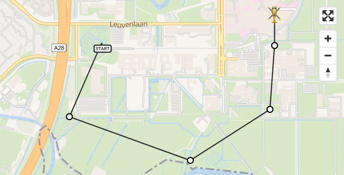 Vluchtroute Traumahelikopter van Utrecht naar Universitair Medisch Centrum Utrecht