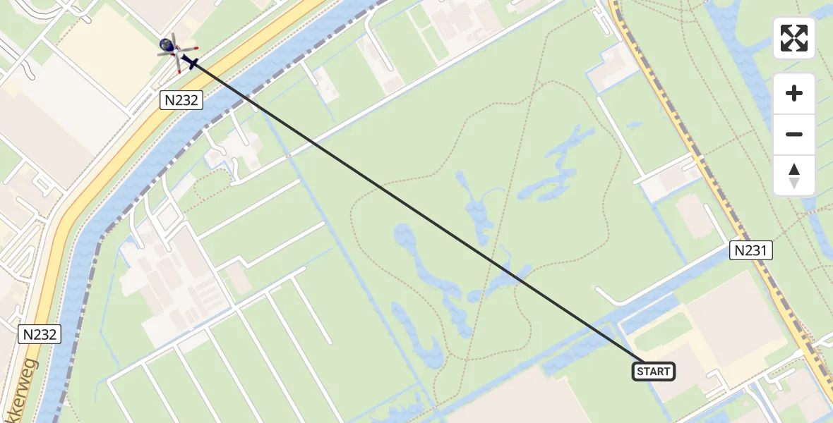 Vluchtroute Politiehelikopter van Aalsmeer naar Amsterdam Vliegveld Schiphol