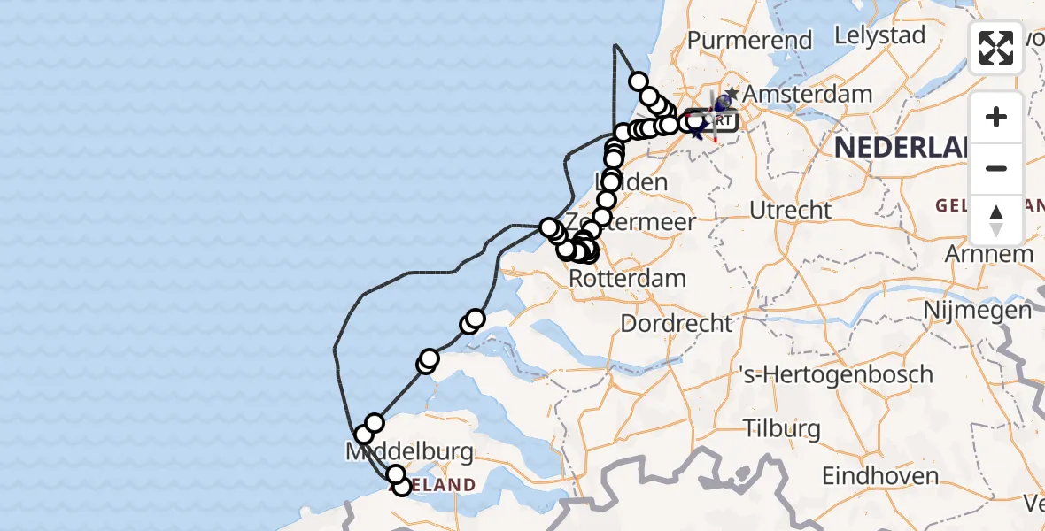 Vluchtroute Politiehelikopter Amsterdam Vliegveld Schiphol - Amsterdam Vliegveld Schiphol, 27 maart 2026, 07:42