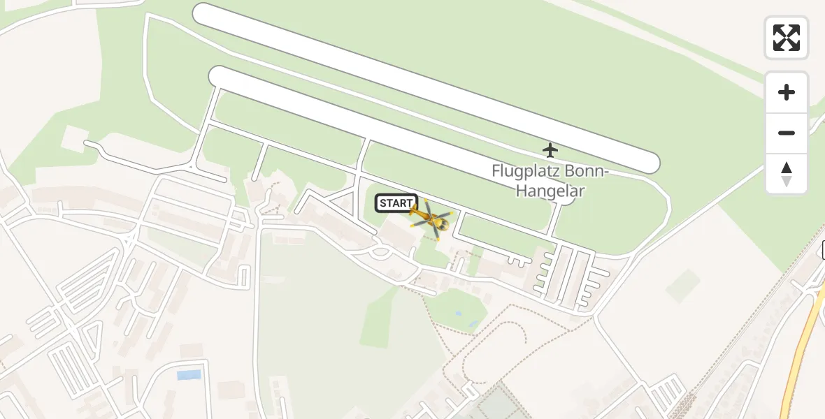 Vluchtroute Traumahelikopter van Bonn-Hangelar Flugplatz naar Bonn-Hangelar Flugplatz