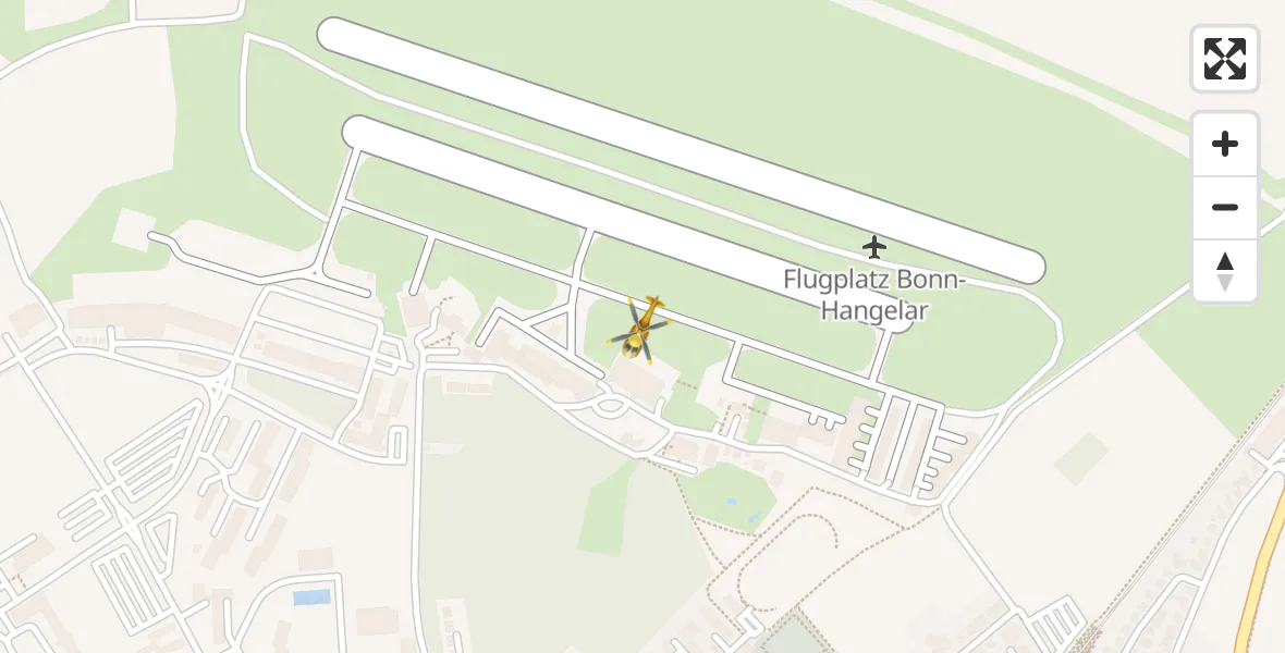 Vluchtroute Traumahelikopter van Bonn-Hangelar Flugplatz naar Bonn-Hangelar Flugplatz