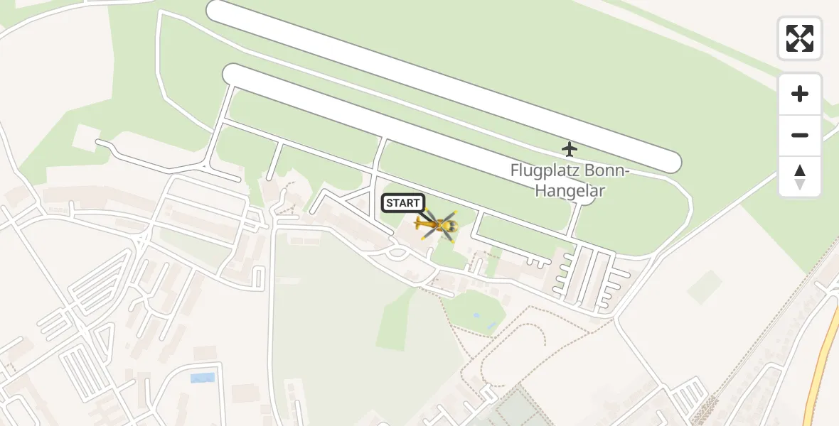 Vluchtroute Traumahelikopter van Bonn-Hangelar Flugplatz naar Bonn-Hangelar Flugplatz