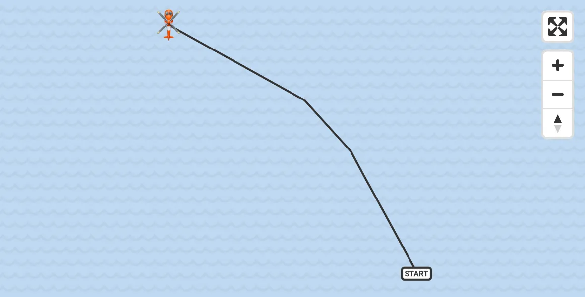 Vluchtroute Kustwachthelikopter van Noordzee naar Noordzee
