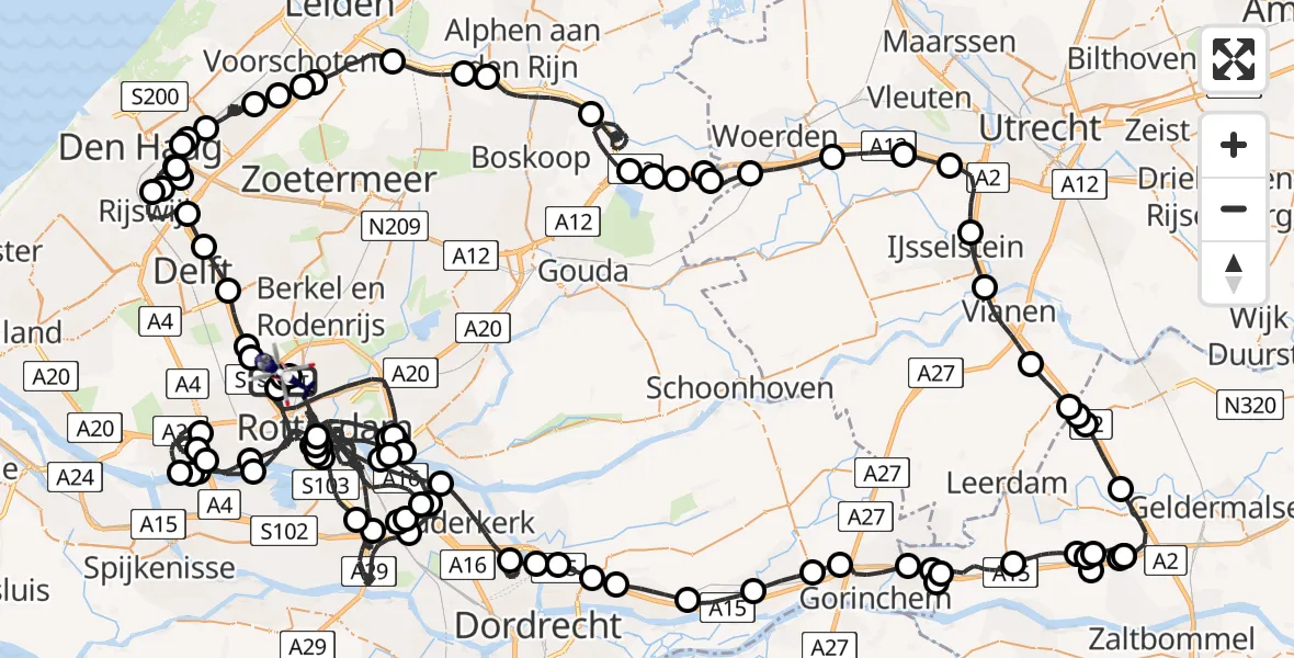 Vluchtroute Politiehelikopter Rotterdam The Hague Airport - Rotterdam, 27 maart 2026, 14:44