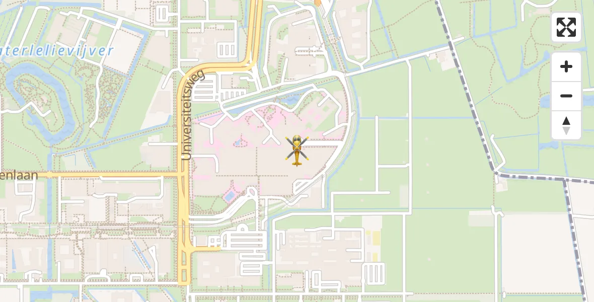 Vluchtroute Traumahelikopter van Universitair Medisch Centrum Utrecht naar Universitair Medisch Centrum Utrecht