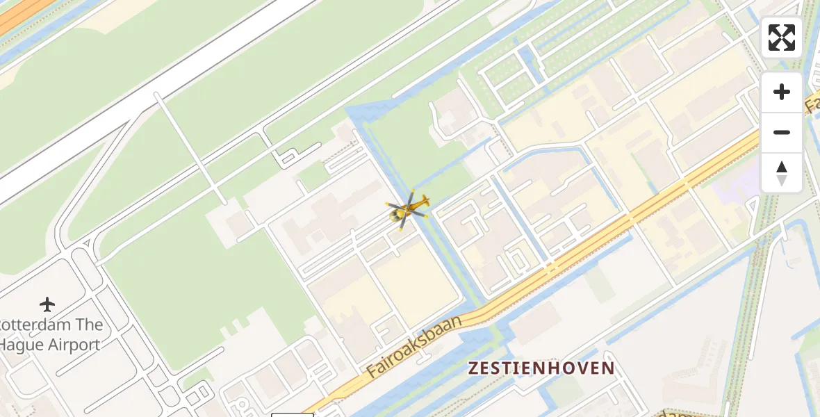 Vluchtroute Traumahelikopter van Rotterdam The Hague Airport naar Rotterdam The Hague Airport