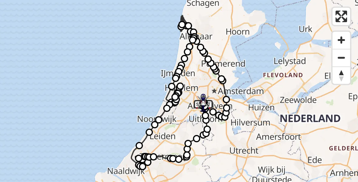 Vluchtroute Politiehelikopter Amsterdam Vliegveld Schiphol - Amsterdam Vliegveld Schiphol, 27 maart 2026, 16:40
