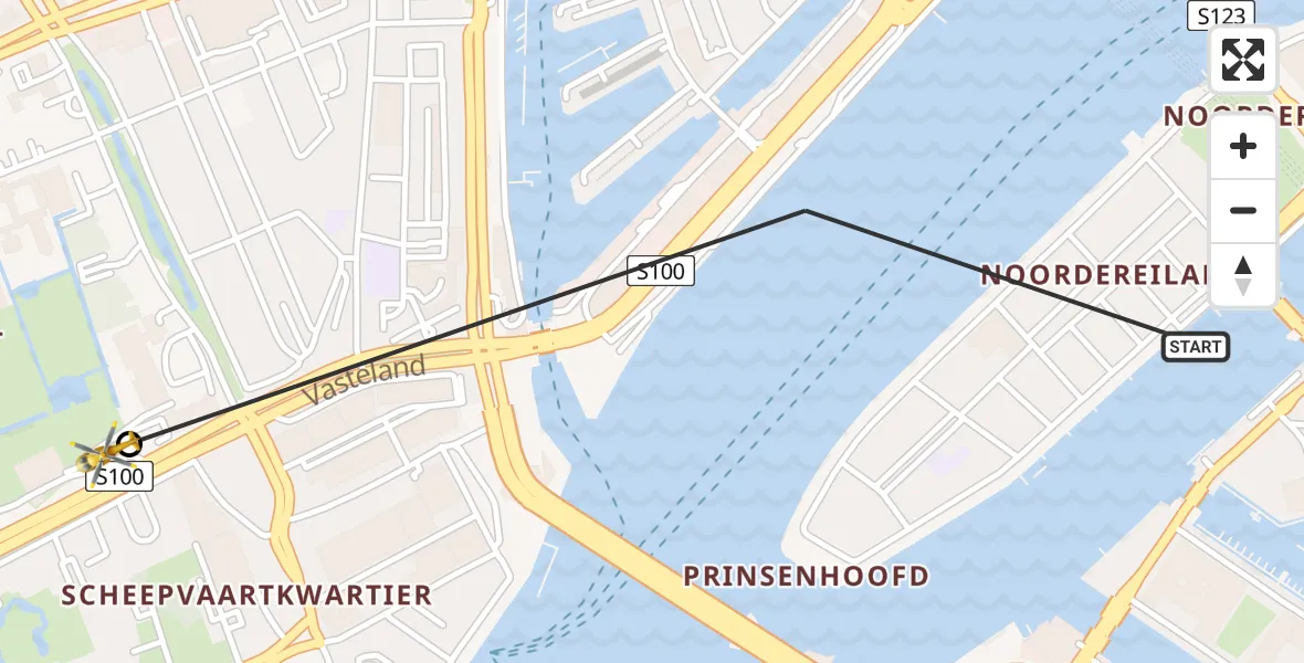 Vluchtroute Traumahelikopter van Rotterdam naar Erasmus Medisch Centrum Heliport