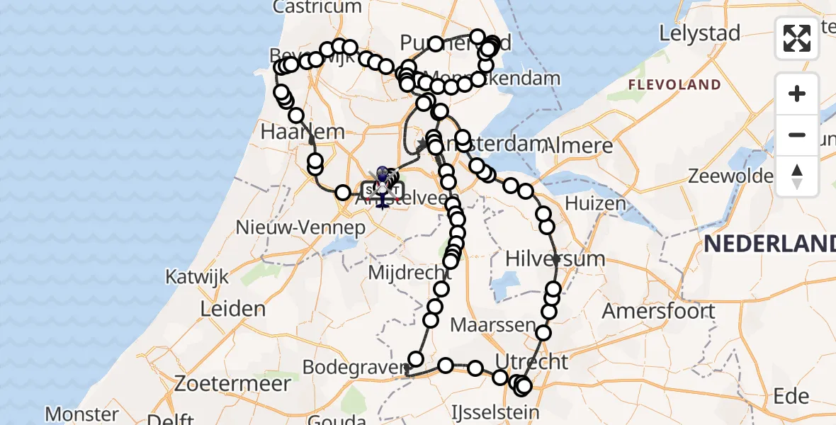 Vluchtroute Politiehelikopter Amsterdam Vliegveld Schiphol - Amsterdam Vliegveld Schiphol, 27 maart 2026, 18:43