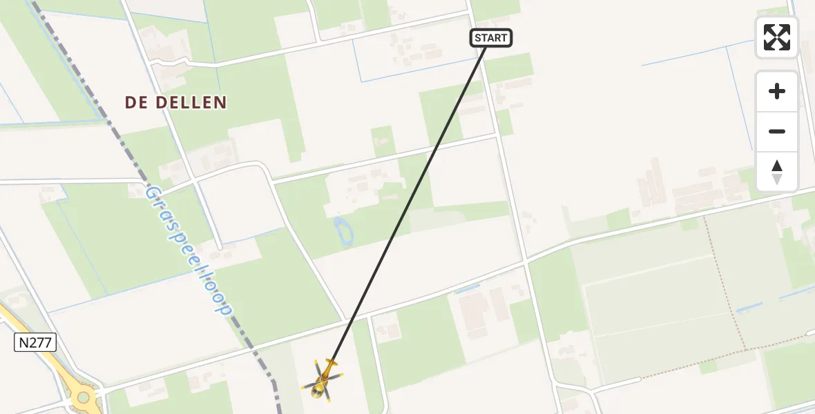 Vluchtroute Traumahelikopter van Langenboom naar Langenboom