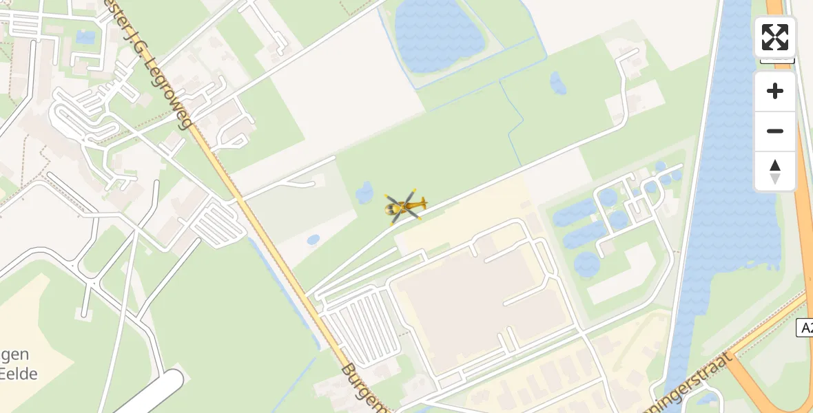 Vluchtroute Traumahelikopter van Groningen Airport Eelde naar Groningen Airport Eelde