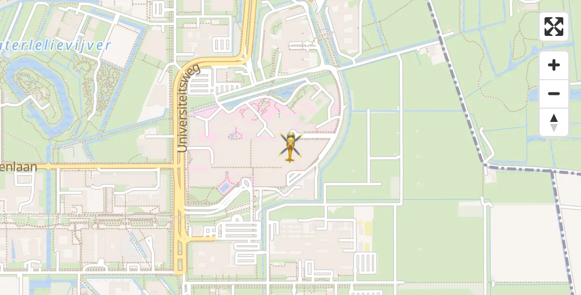 Vluchtroute Traumahelikopter van Universitair Medisch Centrum Utrecht naar Universitair Medisch Centrum Utrecht