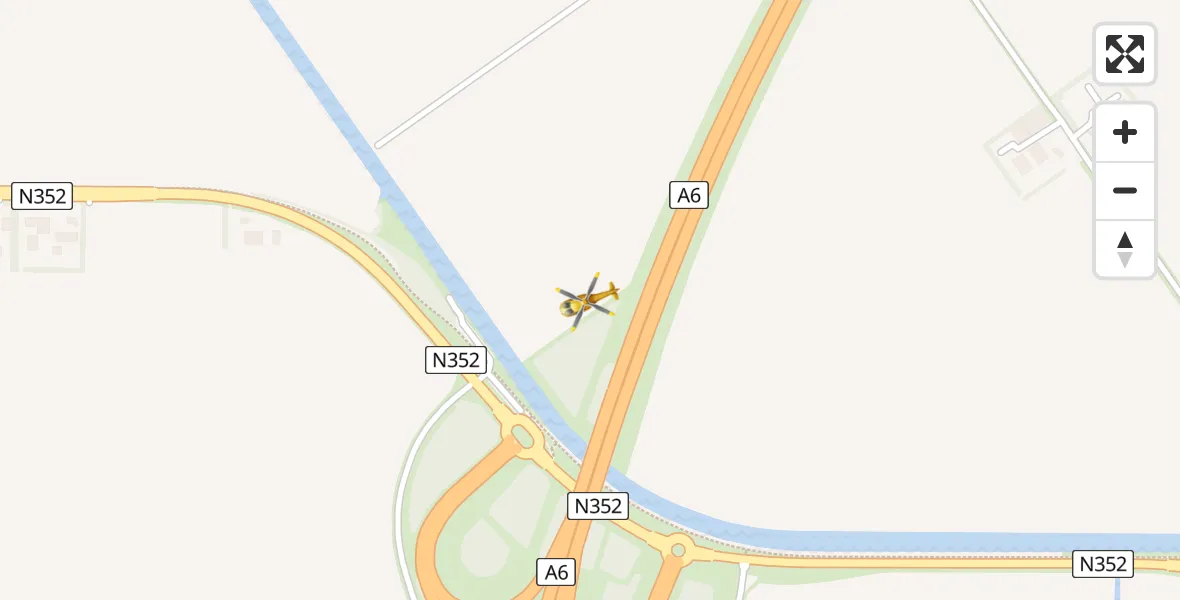 Vluchtroute Traumahelikopter van Tollebeek naar Tollebeek