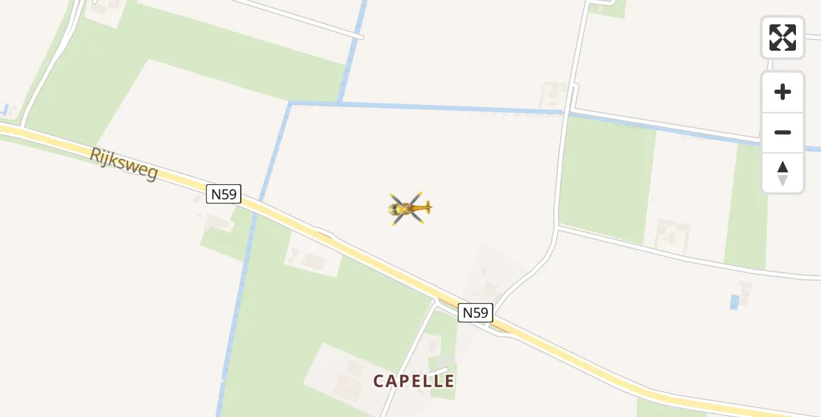 Vluchtroute Traumahelikopter van Nieuwerkerk naar Nieuwerkerk