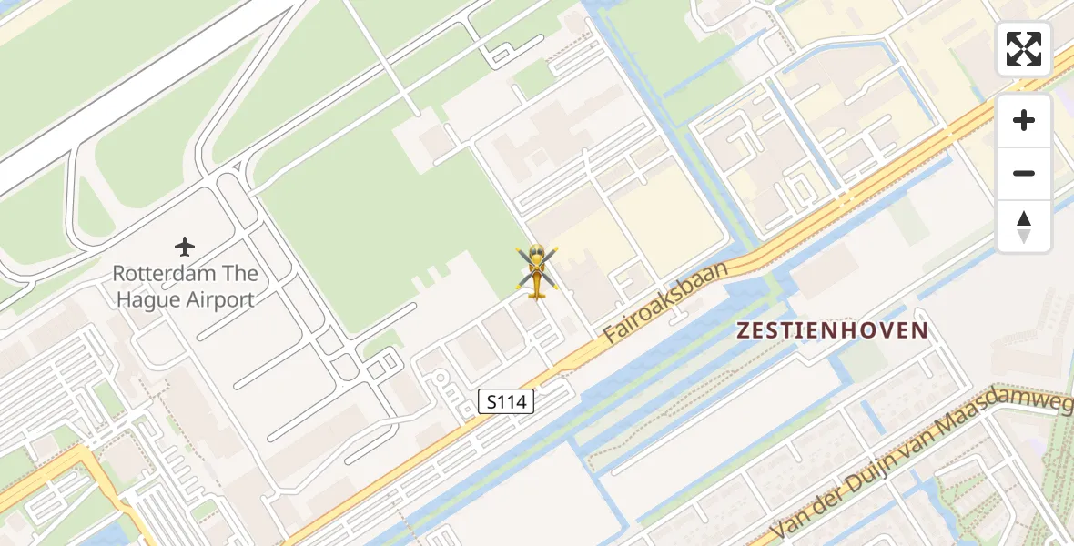 Vluchtroute Traumahelikopter van Rotterdam The Hague Airport naar Rotterdam The Hague Airport