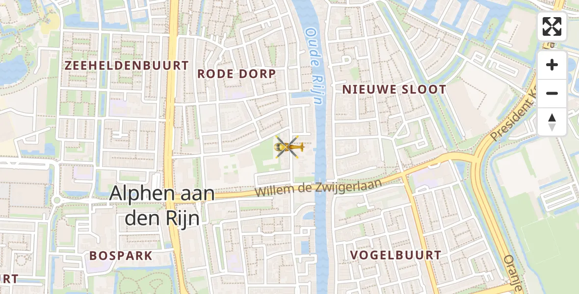 Vluchtroute Traumahelikopter van Alphen aan den Rijn naar Alphen aan den Rijn
