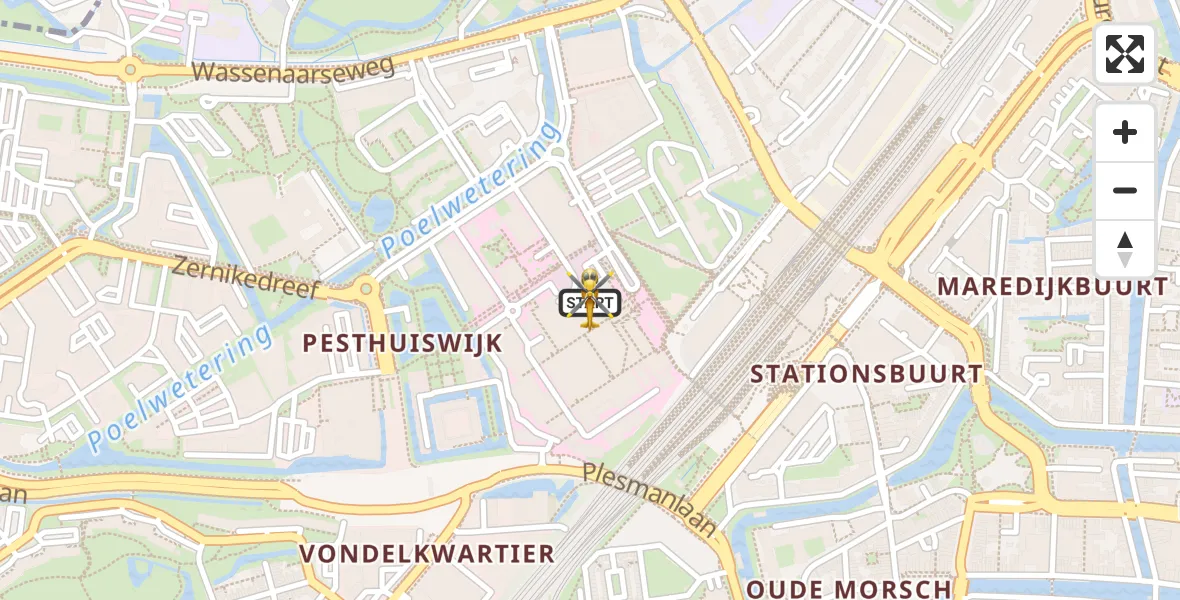 Vluchtroute Traumahelikopter van Leiden University Medical Center Heliport naar Leiden University Medical Center Heliport