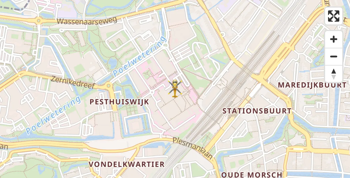 Vluchtroute Traumahelikopter van Leiden University Medical Center Heliport naar Leiden University Medical Center Heliport