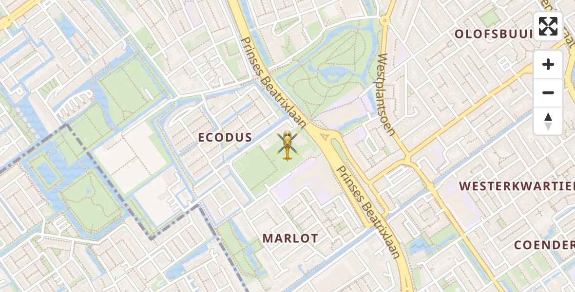 Vluchtroute Traumahelikopter van Delft naar Delft