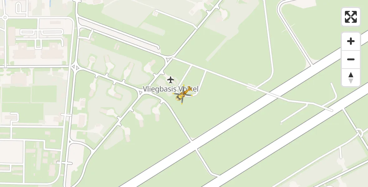 Vluchtroute Traumahelikopter van Vliegbasis Volkel naar Vliegbasis Volkel