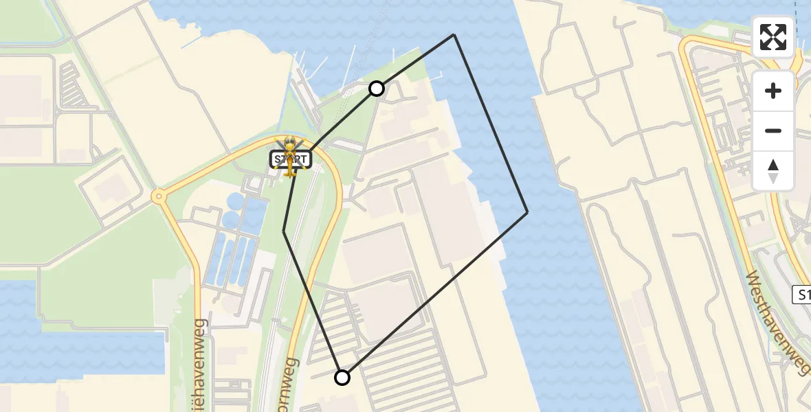 Vluchtroute Traumahelikopter van Amsterdam Heliport naar Amsterdam Heliport