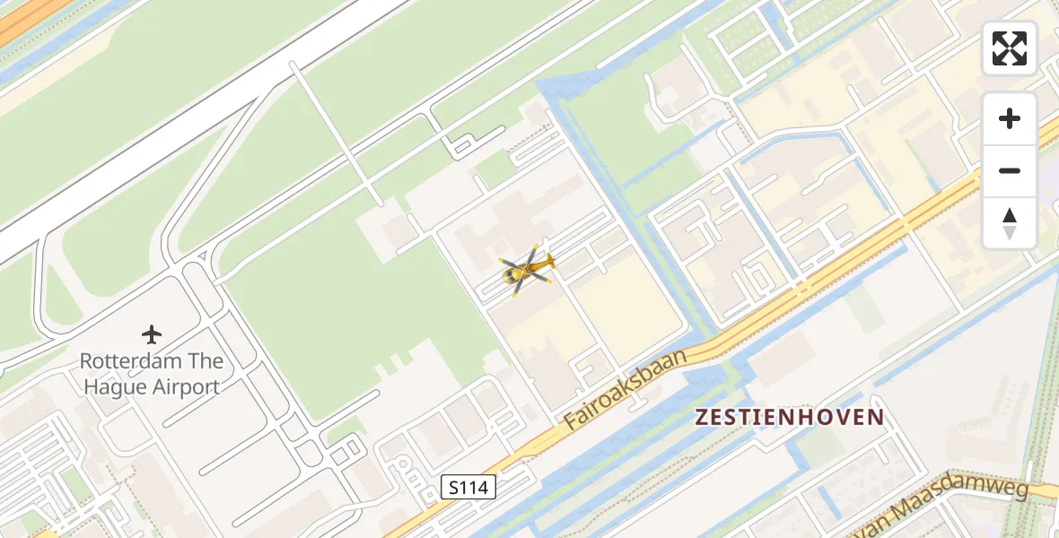 Vluchtroute Traumahelikopter van Rotterdam The Hague Airport naar Rotterdam The Hague Airport