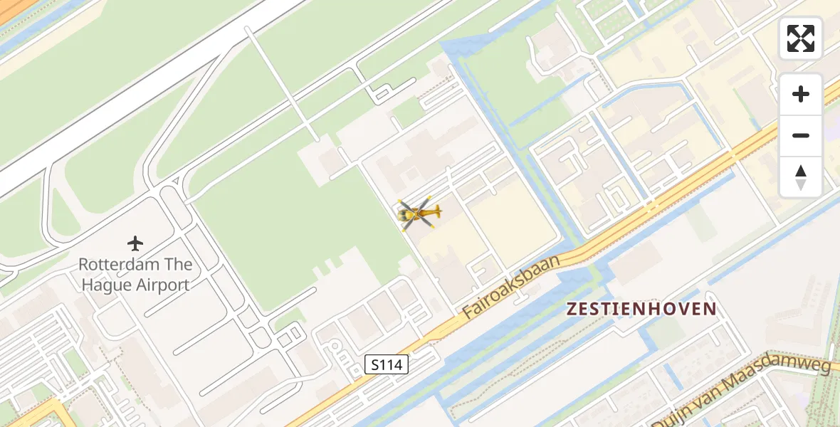 Vluchtroute Traumahelikopter van Rotterdam The Hague Airport naar Rotterdam The Hague Airport