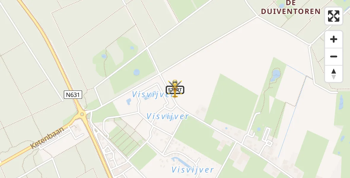 Vluchtroute Traumahelikopter van Dorst naar Dorst