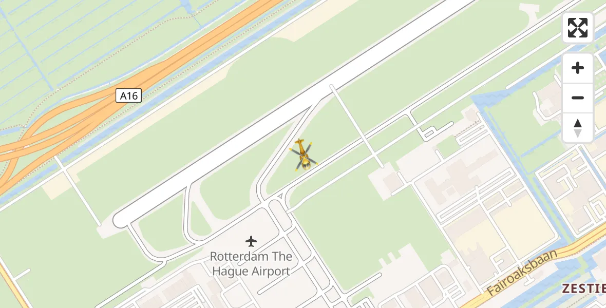 Vluchtroute Traumahelikopter Rotterdam The Hague Airport - Rotterdam The Hague Airport, 30 maart 2026, 03:08