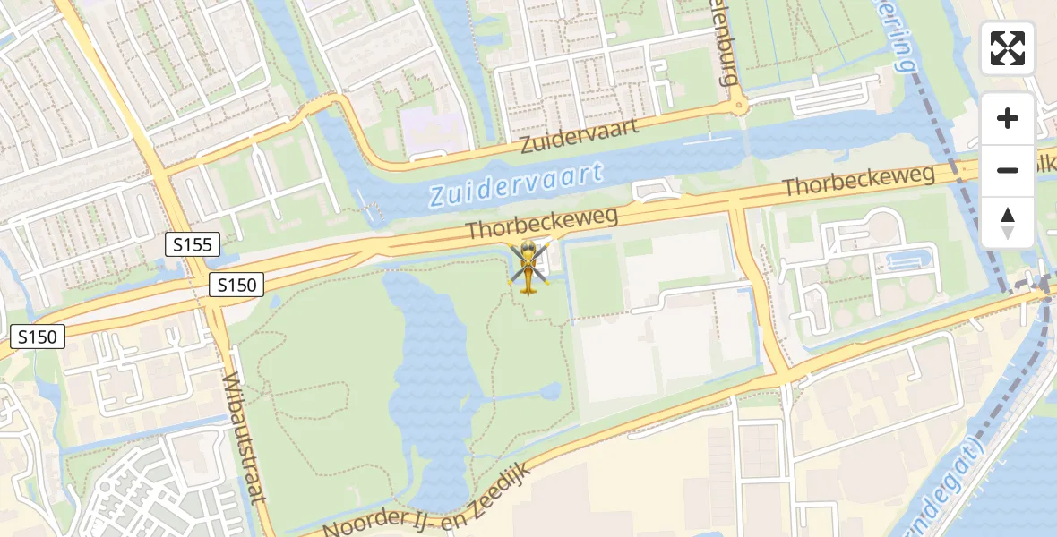 Vluchtroute Traumahelikopter van Zaandam naar Zaandam