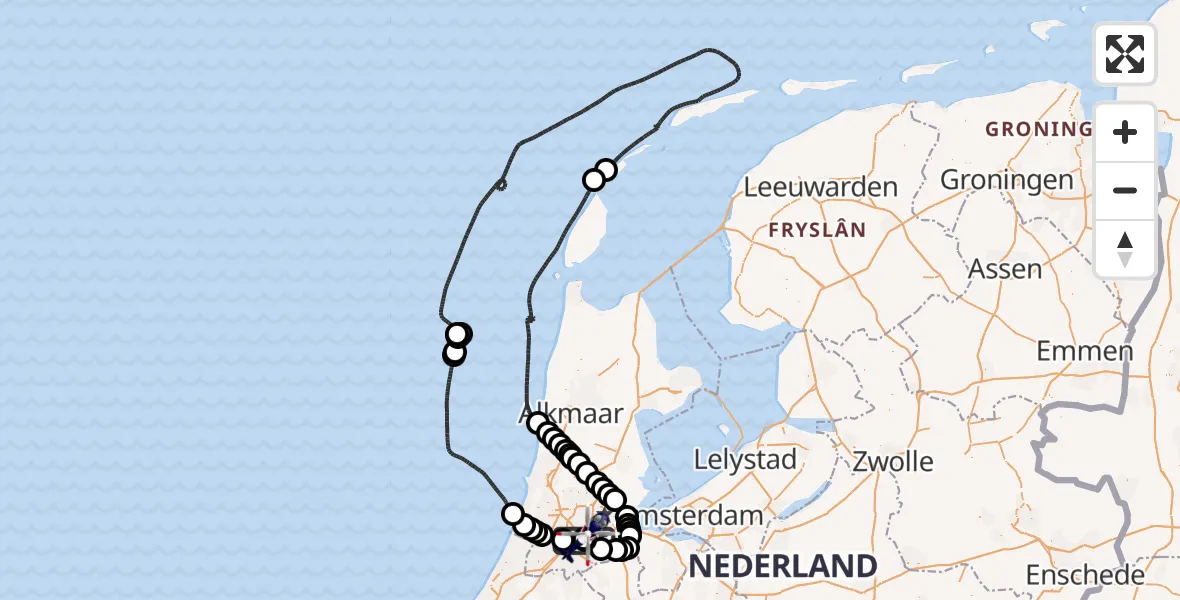 Vluchtroute Politiehelikopter Amsterdam Vliegveld Schiphol - Amsterdam Vliegveld Schiphol, 30 maart 2026, 06:50