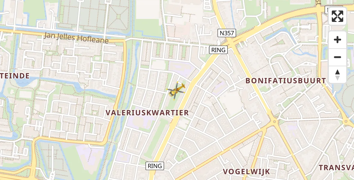 Vluchtroute Traumahelikopter van Leeuwarden naar Leeuwarden