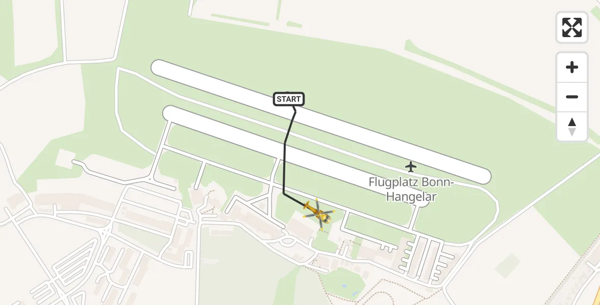 Vluchtroute Traumahelikopter Bonn-Hangelar Flugplatz - Bonn-Hangelar Flugplatz, 30 maart 2026, 08:10